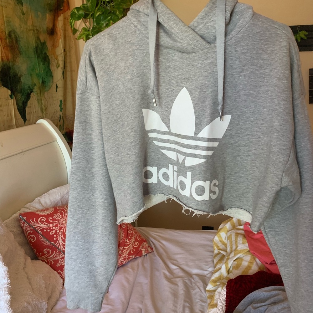 Adidas gray sweater crop top